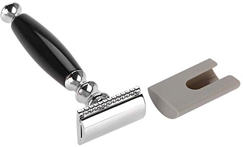 Doppelkantenrasierer, Edelstahl-Bartformschablone und Rasiermesser-Schnurrbart-Rasierset für Den Heim- und Reisegebrauch(Klingenschutzhülle)