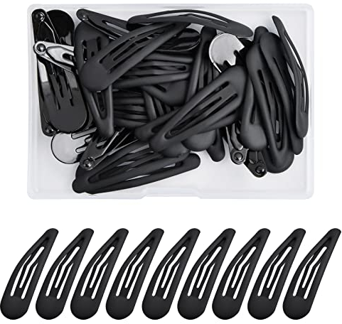 30 Pezzi Clip Capelli Bambina, Fermagli per Capelli Ragazza, Mollette per Capelli Bambina, 5 cm Fermagli Capelli in Metallo per Ragazza Donne Figli (Nero)