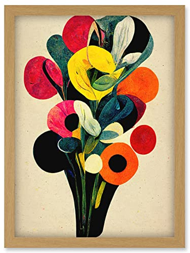 Doppelganger33 LTD Kandinsky Inspired Abstract Multicolour Flower Bouquet Artwork Framed Wall Art Print A4
