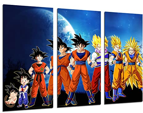 DKORARTE Cuadro Moderno Fotografico Vídeo juego, Dragon Ball, Son Goku, Evolución, 97 x 62 cm, ref. 27339