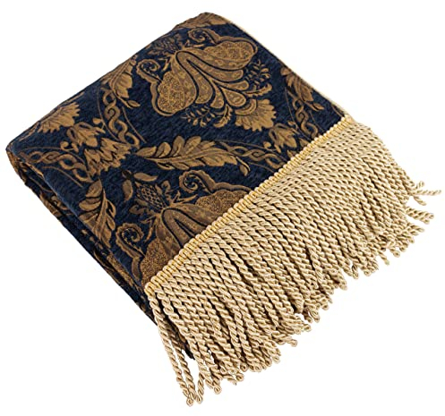 Paoletti Shiraz Floraler Jacquard-Decke mit Fransen