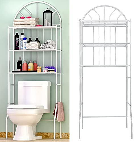 MINGYI Etagère de Salle de Bain 3 Étagères, Meuble de Rangement au-Dessus des Toilettes WC ou Lave-Linge avec 3 Tablettes, Meuble Etagères de WC (Blanc, 65×34×178 cm)