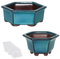 Lot de 2 pots de fleurs émaillés pour bonsaï 12,4 cm et 15,5 cm + 6 grilles de drainage en maille souple