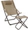 SVITA Liegestuhl mit Hocker klappbar Strandstuhl Campingstuhl Kopfkissen Taupe