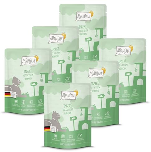 MjAMjAM - Premium Nassfutter für Katzen - Quetschie Insekt mit saftigem Hühnchen 300g, 6er Pack (6 x 300g), naturbelassen mit extra viel Fleisch
