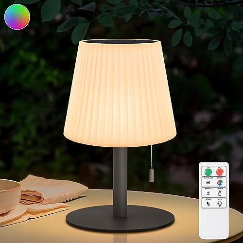 uuffoo Outdoor Solar Tischlampe Solarlampen für außen, IP44 Wasserdicht | 7 Farben | 8-20h Akku 2-in-1 Aufladung Kabellos für Garten Balkon Camping Schlafzimmer (Grau)
