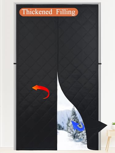 Rideau de porte magnétique à isolation thermique, rembourrage en fibre de polyester et tissu Oxford épais, porte moustiquaire magnétique, portes accordéon pliantes, housse d’isolation intérieure