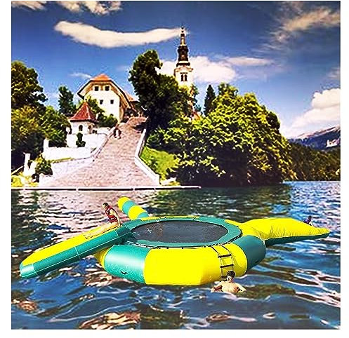 NOWLIN Aufblasbares Wassertrampolin hüpfendes Spritzpolster mit Seilleiter, Seetrampolin, Rutsche und Springsack für See, Schwimmbad (Farbe: 5 m)