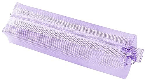 Luckious Transparent Gauze Pen Bag - for Students, Examination Large Capacity Portable Stationery Bag - Simple Creative Storage Bag (Purple)