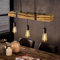 GBLY Pendelleuchte Esstisch aus Holz Vintage Hängelampe Retro Esszimmerlampe in 61CM Holzbalken - 3 x E27 4Watt ST64 Warmweiß 2700K Höhenverstellbar Industrial Pendellampe für Esszimmer Wohnzimmer