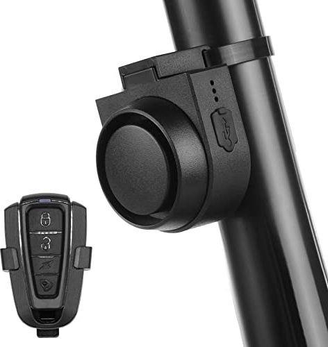 Fahrrad Alarmanlage mit Fernbedienung Drahtlose,Fahrradklingel mit Diebstahlalarm,115 dB Fahrradhupe,kabellos,IPX5,Fahrradklingel mit 5 Sound-Modi,3 Vibrationsempfindlichkeitseinstellungen
