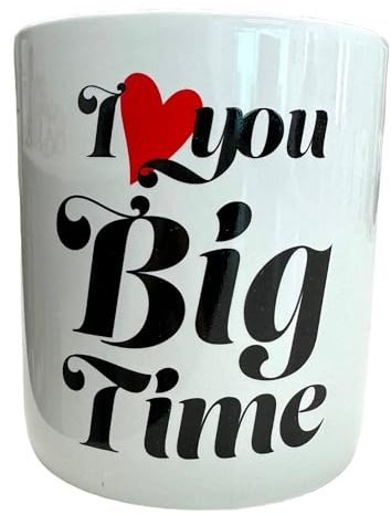 Caribou Living Huge I Love You Big Time Heart Mug 850ml Valantines White Porcelain Cup for Hot Drinks, Tea, Coffee, Hot Chocolate