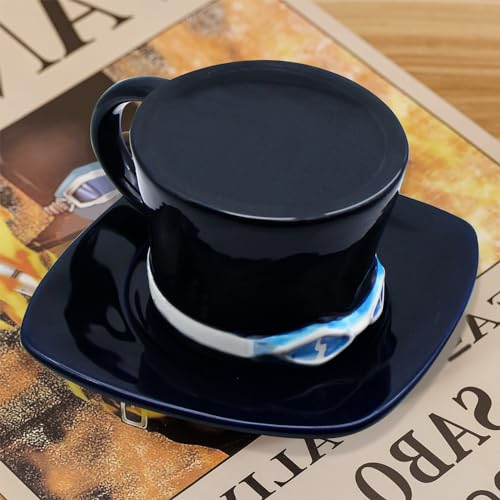 parknshop Anime One Piece Mug,Sabo Straw Hat Mugs,Ceramic Tea Milk Cup Office Cup Gifts for Christmas Birthday Gifts or Anime Gift Drinkware Tumblers (Black)