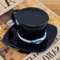 parknshop Sabo Tasse en céramique avec chapeau de paille – Tasse à thé, lait – Cadeau de Noël, d'anniversaire ou d'anime (noir)
