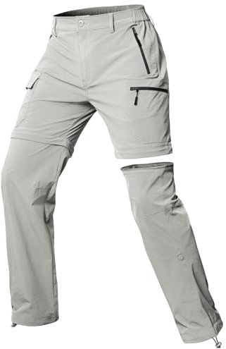 Cycorld Pantaloni Cargo Escursionismo Donna Zip off Impermeabile Pantaloni Passeggiata Leggero Quick Dry Convertibile Stretch Outdoor Casual con 5 Tasche(Grigio Nuvola, XXL)