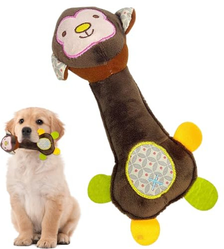 Quietschspielzeug für Hunde, quietschendes Plüschspielzeug für Hunde, Spielzeug für Welpen, Plüschtier – Hirsch Affe Cartoon, weicher Plüsch, interaktives Spielzeug für Tiere Dome