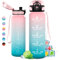 Gourde 1L, Gourde Sport, Étanche et Réutilisable, Bouteille d'eau 1 Litre avec Marqueur de Temps et Filtre, Bouteille pour Adulte, l'école, Cyclisme, Voyage, Camping, Fitness, Yoga, Bureau, Gym