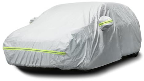 Favoto Housse de Voiture Extérieure Imperméable - Bâche en PEVA+Coton Anti UV Vent Poussière avec Fermeture Éclair Compatible avec Audi A1 Opel Corsa VW Polo Renault Clio pour Hayon 390-415cm