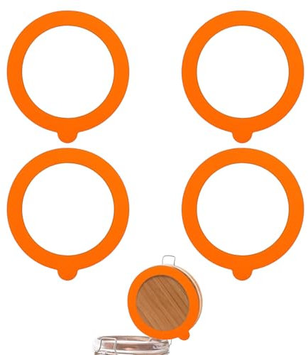 Aeaocvo 4 Stück Gummiringe für Weckgläser, Inner Diameter 85 mm Einweckgummi für Einmachglas, Silikon Einmachgummi Ringe, Ersatz Dichtringe für Einweckgläser (Orange)