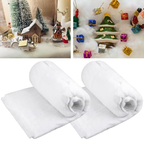 2 Stück Weihnachten Schneedecke, Flauschiger Schneedecke Deko, Kunstschnee Matte Weihnachtsdekorationen, Schneewatte für Weihnachtsbaum Hintergrund Party Winter Dekor (1,3 x 9,8 Feet)