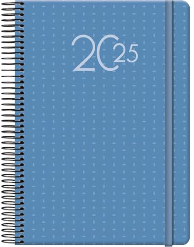Dohe - Kalender 2025 Portugiesisch - Tag pro Seite, Größe A5 (14x20 cm), 12 Monate Januar bis Dezember, Ringbindung, Jahresplaner, Bürobedarf - OPORTO Blau