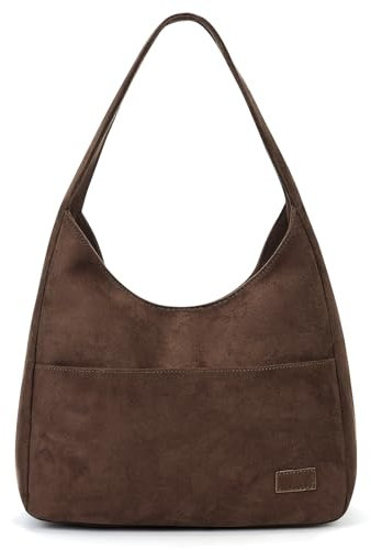 GSenhui Wildleder Tasche Damen Uni Tasche Tote Bag Handtasche Schule Tragetasche Hobo Bag Damen Umhängetasch Ledertasche Beuteltasche Braun