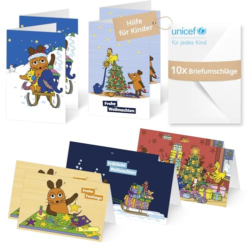 Unicef Karten Set Weihnachten mit der Maus | 10 Klappkarten mit Umschlägen