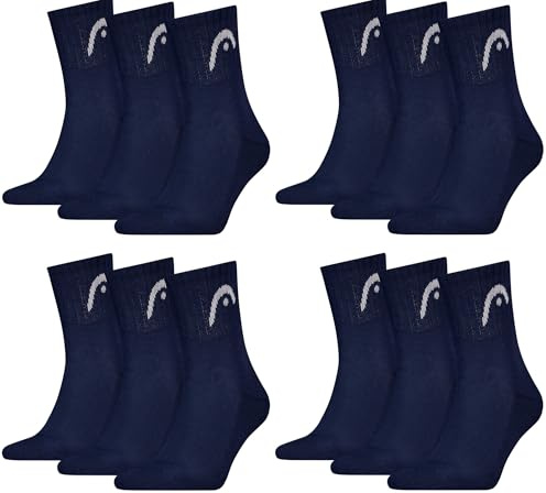 HEAD Herren Unisex Short Crew Sportsocken 12er Pack (39-42,Navy)