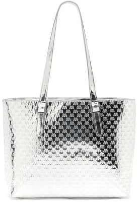 MISAKO Misri bolso shopper grande con bolsillo para portátil (13) y estampado monogram Mujer - Misri Plateado 22x38x14 cm
