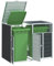 Festnight Habillage de Poubelle en Acier pour 2 poubelles Cache Poubelle Exterieur Rangement de poubelles de Jardin Hangar à poubelles-Anthracite-2 poubelles