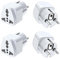 4 Stück Reiseadapter, Universal Adapter Weiß Adapter Stecker Adapter Adapter Steckdose Stromadapter Stecker Deutschland DE Steckdose Für Frankreich, Deutschland, Polen, Schweiz ect, 10A 250V