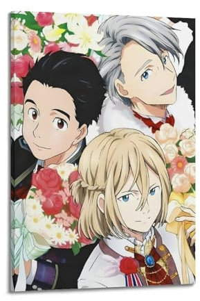 ZLHNBWL Anime Yuri Poster auf Eis, 6 Wandposter und moderner Kunstdruck für Familienschlafzimmer, 30 x 45 cm