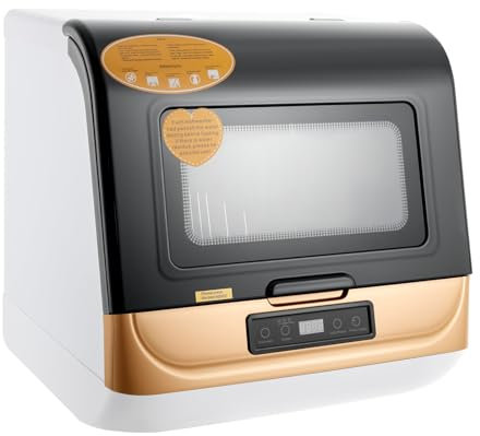 Fichiouy Mini lavavajillas de mesa con 3 programas, lavavajillas mini pantalla táctil, pequeño lavavajillas de mesa para casa, oficina o camping