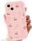 Phoona Case for iPhone 13 6.1, Cute Aesthetic Design Bow Cherry Preppy Pattern, Silicone Soft TPU Shockproof Protective Camera Cover Phone Case for Girls Women, Pink Bow