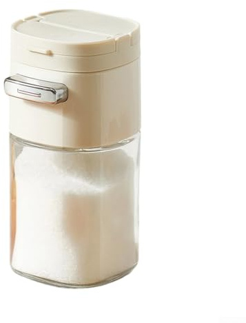 Eating Glass Sugar Dispenser with Accurate 0 5g Portion Control, Airtight Lid to Preserve Freshness and Block, Suitable for Sugar and Powdered Seasonings (White)