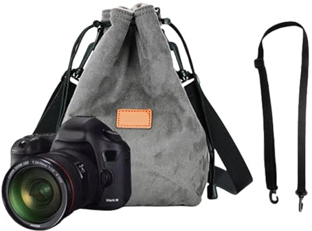 DSLR-Kameratasche mit verstellbarem Gurt, weiche Objektivtasche Gadgets, grau, M