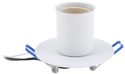 Blanc Douille de Lampe E27 en Métal, Base à Vis | Corps Rond à Tête Vissée, Remplacement D’ancienne Pièce, pour Maisons et Restaurants, Style Industriel Moderne