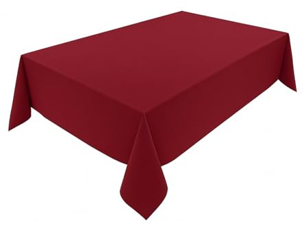 Hochwertige Tischdecke aus Minimate Gewebe. Modern, glatt, breiter Saum, bügelfrei, strapazierfähig, waschbar, trocknergeeignet. Küche und Wohnzimmer. Größe und Farbe wählbar. (Weinrot, 140 x 350)