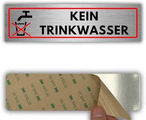 LEIASA | Schild Kein Trinkwasser - 5x18 cm - Aluminium - Wasser Ungenießbar | Aufkleber Trinkwasserverbot, Warnschild Nicht Trinkbar, Hinweisschild Brauchwasser Löschwasser, Plakette Trinkwasser