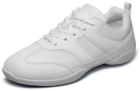 Asyusyu Cheer Shoes White Lightweight Cheerleading Shoes Split Sole Dance Trainers for Women Flyers Girls