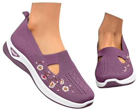 Zapatillas Ortopedicas Mujer Verano Zapatillas sin Cordones para Caminar Comodos y Ligeros Sandalias Palas Transpirables y Antideslizantes Zapatos de Diabéticos Entrenamiento Deportivas Malla Deporte