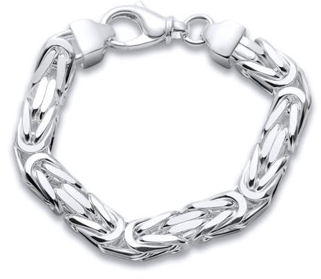 JEWLIX Massiv 925 Silber Königsarmband 10mm für Herren KA0100 (Länge: 25cm)