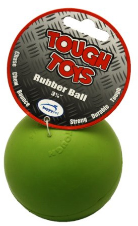Happy Pet Tough Toy Rubber Ball Dog Toy 3.25 (Colours May Vary)