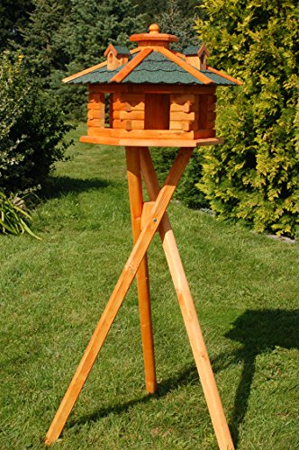 Deko-Shop-Hannusch Vogelhaus mit Ständer grün, Vogelfutterhaus mit Futtersilo, Silo