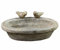 Ovale Vogeltränke Keramik glasiert creme- grau 2 Deko- Vögel Antik- Look