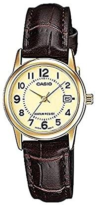Casio EAW-LTP-V002GL-9BUDF Women's LTPV002GL-9B Brown Leather Quartz Watch, Quartz Watch