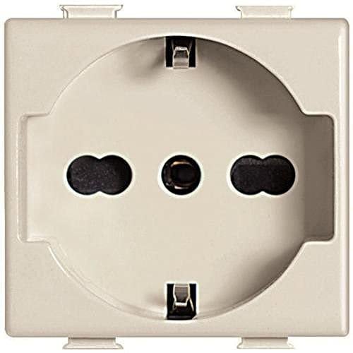 Bticino Matix Presa SA5440/16F, Presa Polivalente Universale, Standard Tedesco e Bipasso, Funziona con Prese 10/16A, Serie Matix, Colore Avorio