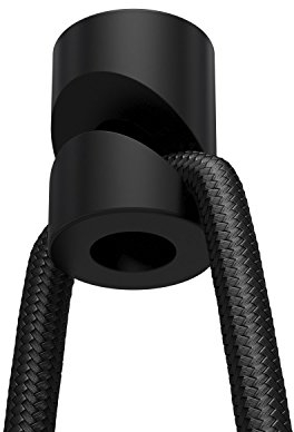 3x Stück - Aufputz-Kabelhalter für Textilkabel, Affenschaukel, Decken- und Wandpin - Schwarz