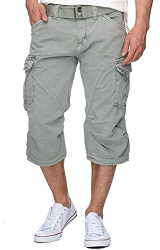 Indicode Herren Nicolas Check 3/4 Cargo-Shorts mit Gürtel aus Baumwolle | Robuste Herrenshorts für Urlaub und Outdoor mit Gürtel, Cargoshorts, Bermudas, Freizeithose, 3/4-Hose, kurze Hose für Männer