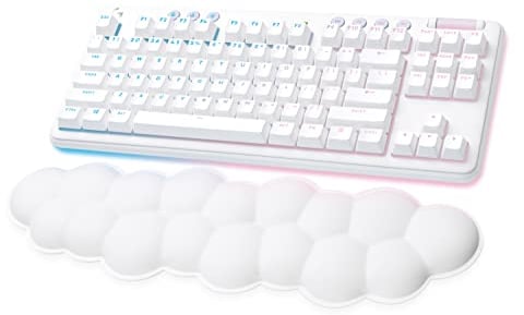 Logitech - G G715, Tastiera da gaming con wireless, con illuminazione Lightsync RGB, Lightspeed, interruttori lineari (GX Marrone) e poggiapolsi per tastiera, compatibile con PC e Mac, Bianco nebbia